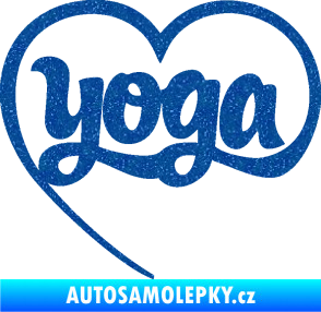 Samolepka Yoga nápis v srdíčku Ultra Metalic modrá