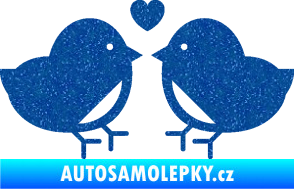 Samolepka Zamilovaní ptáčci 001 se srdíčkem Ultra Metalic modrá