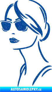 Samolepka Žena tvář 003 levá s brýlemi Ultra Metalic modrá