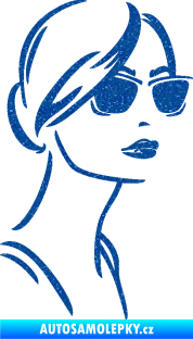 Samolepka Žena tvář 003 pravá s brýlemi Ultra Metalic modrá