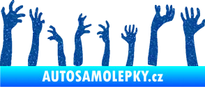 Samolepka Zombie 002 levá mrtví vylézají z hrobu Ultra Metalic modrá