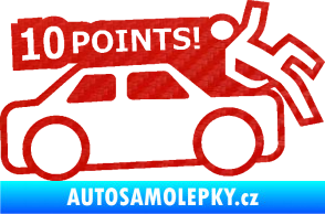 Samolepka 10 points  3D karbon červený