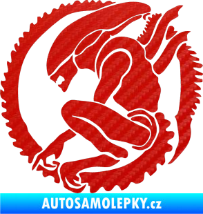 Samolepka Alien 001 levá 3D karbon červený