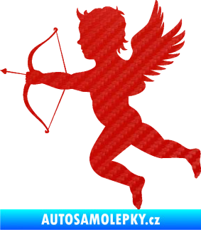 Samolepka Amor 001 levá cupid andílek 3D karbon červený