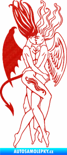 Samolepka Anděl a Démon pravá 3D karbon červený