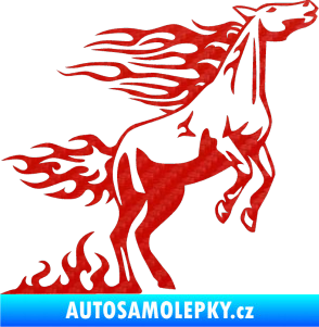 Samolepka Animal flames 001 pravá kůň 3D karbon červený