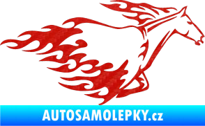 Samolepka Animal flames 003 pravá kůň 3D karbon červený