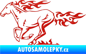 Samolepka Animal flames 004 levá kůň 3D karbon červený