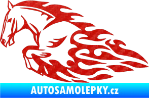 Samolepka Animal flames 008 levá kůň 3D karbon červený