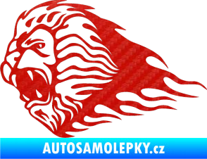 Samolepka Animal flames 014 levá lev 3D karbon červený