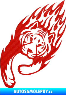 Samolepka Animal flames 015 levá tygr 3D karbon červený