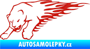 Samolepka Animal flames 020 levá puma 3D karbon červený
