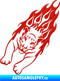 Samolepka Animal flames 024 levá tygr 3D karbon červený