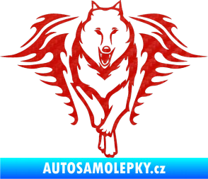 Samolepka Animal flames 039 pravá  vlk 3D karbon červený