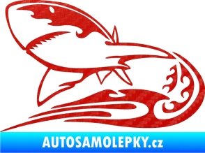 Samolepka Animal flames 041 levá žralok 3D karbon červený