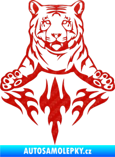 Samolepka Animal flames 045 levá tygr 3D karbon červený