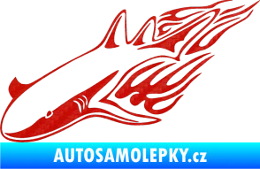Samolepka Animal flames 048 levá žralok 3D karbon červený