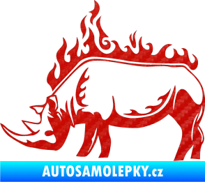 Samolepka Animal flames 049 levá nosorožec 3D karbon červený