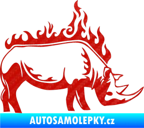 Samolepka Animal flames 049 pravá nosorožec 3D karbon červený