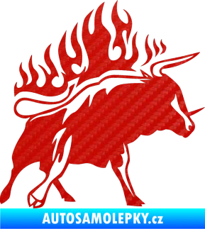 Samolepka Animal flames 055 pravá býk 3D karbon červený