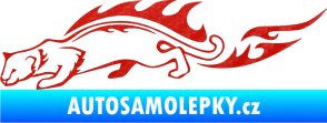 Samolepka Animal flames 056 levá puma 3D karbon červený