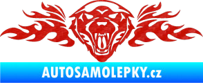 Samolepka Animal flames 058 pravá vlk 3D karbon červený