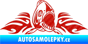 Samolepka Animal flames 063 pravá piraňa 3D karbon červený