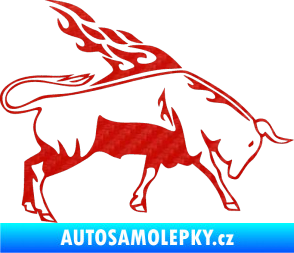 Samolepka Animal flames 067 pravá býk 3D karbon červený