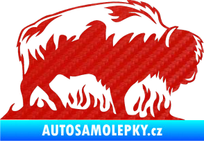 Samolepka Animal flames 071 pravá býk 3D karbon červený