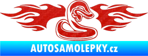 Samolepka Animal flames 072 pravá had 3D karbon červený