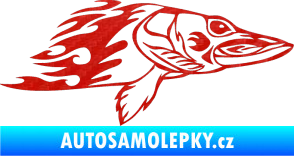 Samolepka Animal flames 074 pravá ryba 3D karbon červený