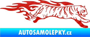 Samolepka Animal flames 079 pravá tygr 3D karbon červený