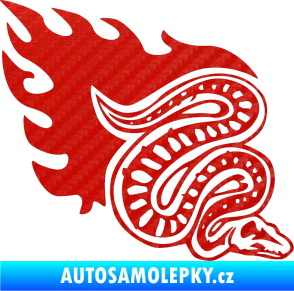 Samolepka Animal flames 086 pravá had 3D karbon červený