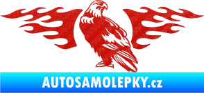 Samolepka Animal flames 094 levá orel 3D karbon červený