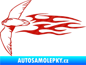 Samolepka Animal flames 095 levá letící pták 3D karbon červený