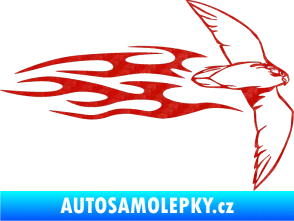 Samolepka Animal flames 095 pravá letící pták 3D karbon červený