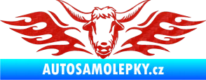 Samolepka Animal flames 098 levá býk 3D karbon červený