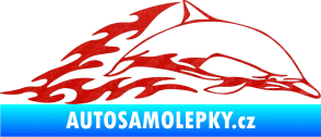 Samolepka Animal flames 099 pravá delfín 3D karbon červený