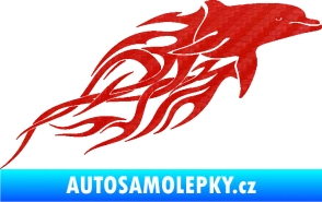 Samolepka Animal flames 102 pravá delfín 3D karbon červený