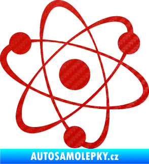 Samolepka Atom  3D karbon červený