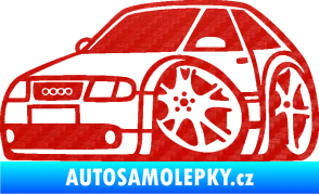 Samolepka Audi A3 karikatura levá 3D karbon červený