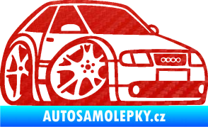 Samolepka Audi A3 karikatura pravá 3D karbon červený