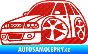 Samolepka Audi A4 karikatura levá 3D karbon červený