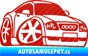 Samolepka Audi TT karikatura pravá 3D karbon červený