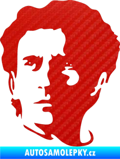 Samolepka Silueta Ayrton Senna levá 3D karbon červený