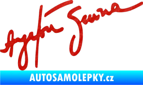 Samolepka Podpis Ayrton Senna 3D karbon červený