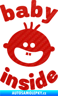 Samolepka Baby inside 002 levá dva zuby na palubě 3D karbon červený