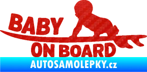 Samolepka Baby on board 010 levá surfing 3D karbon červený