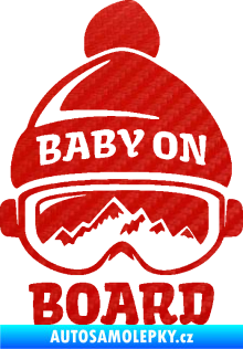 Samolepka Baby on board 012 levá na horách 3D karbon červený