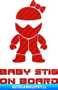 Samolepka Baby stig on board girl 3D karbon červený